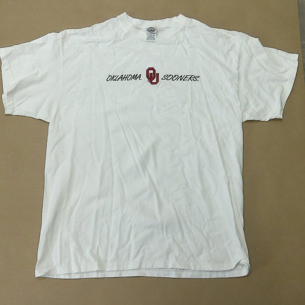Oklahoma Sooners OU Embroidered Logo T-Shirt White XL Delta Magnum Weight NCAA